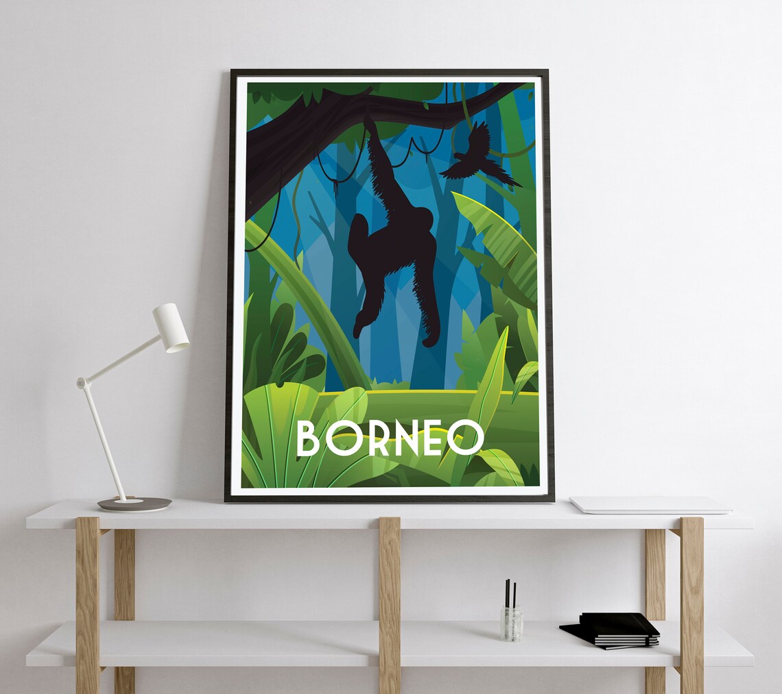 Borneo Retro Travel Poster, Vintage Travel Print - Image 2
