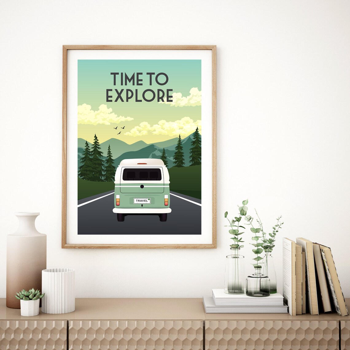 Time To Explore Retro Travel Poster Art Print - Image 2