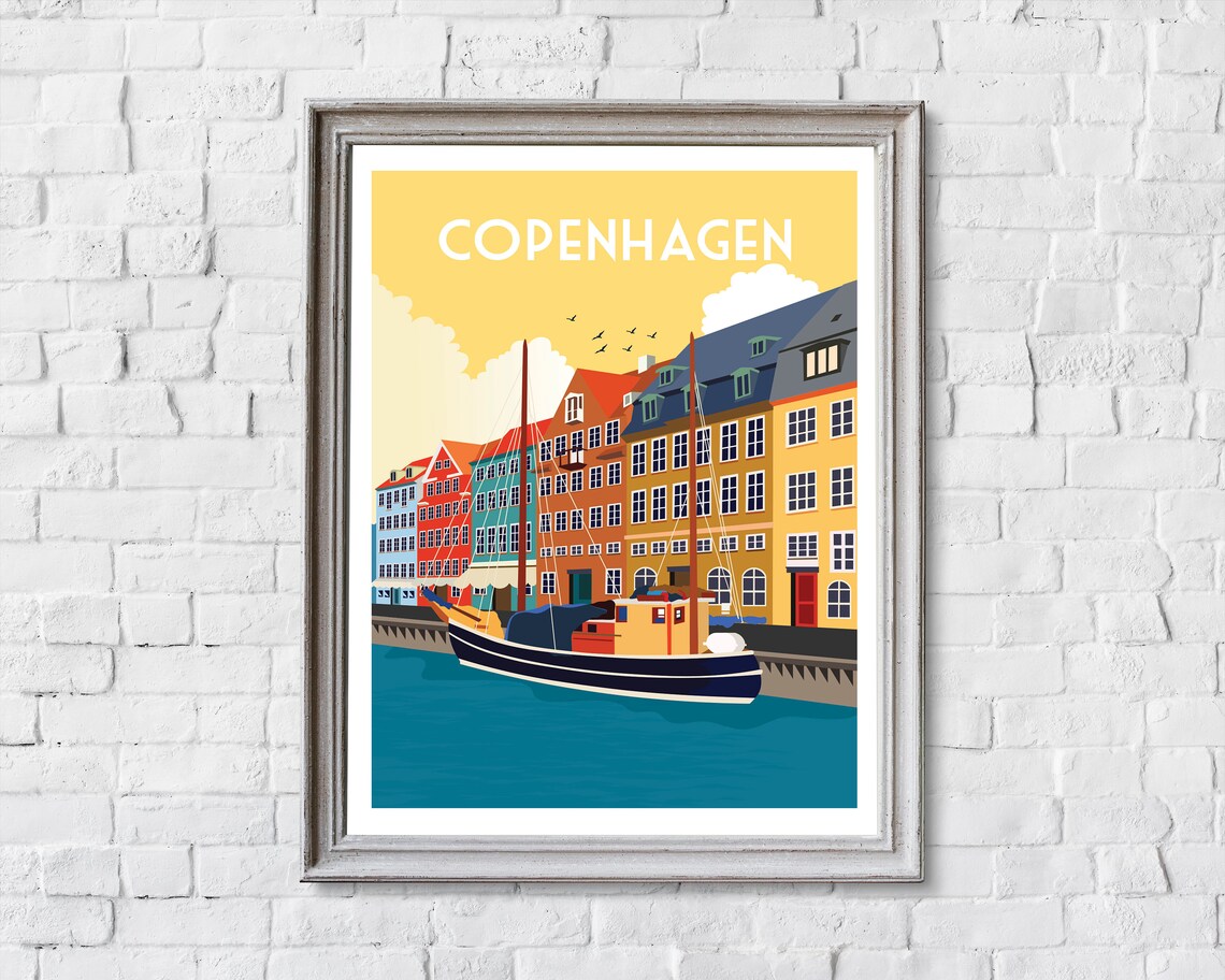 Copenhagen Retro Travel Poster, Denmark Art Print - Image 2