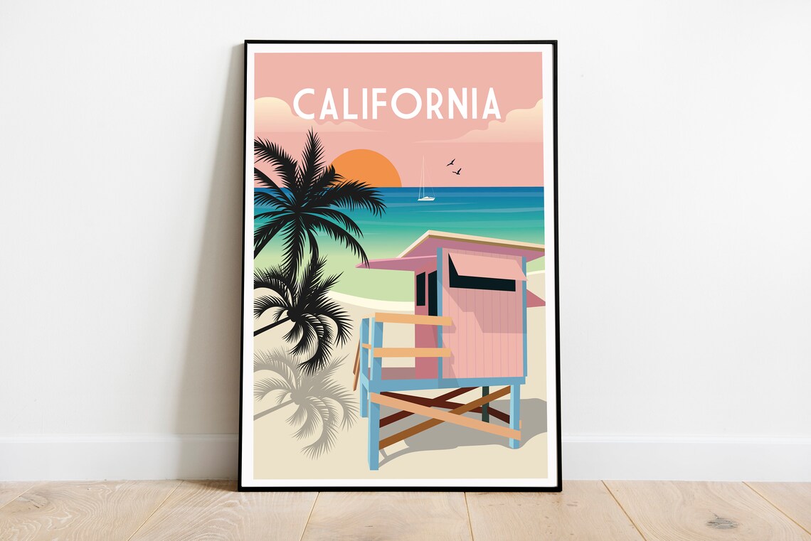 California Retro Travel Poster, Vintage Wall Art - Image 2