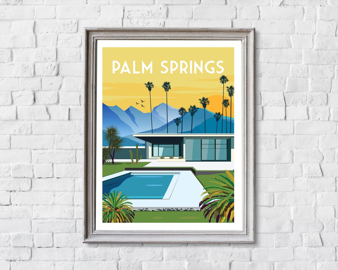 Palm Springs Retro Travel Poster, California Wall Art - Image 2