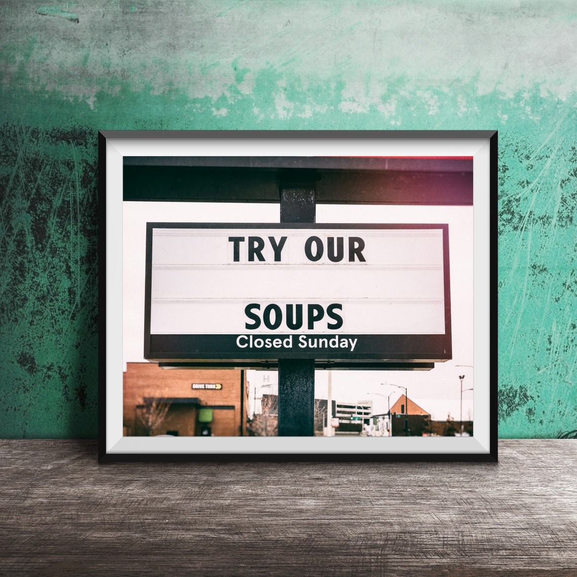 Try Our Soups Vintage Roadside Diner Message Board Photo Poster