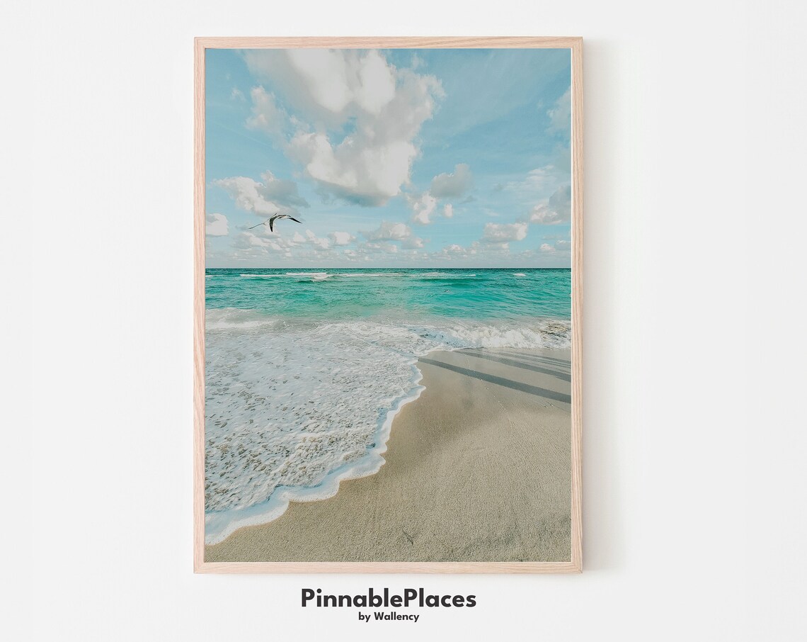 Miami Beach Aerial Ocean Shoreline Photography Coastal Art Poster