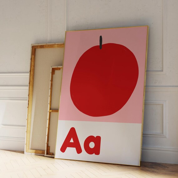 Alphabet Poster Letter A Nursery Wall Art Kids Room Prints Colorful Baby Expecting Mom Gift Playful