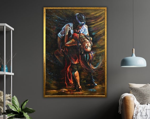Dancing Couple Framed Art Print Ready To Hang Romantic Wall Decor Unique Gift For Couples