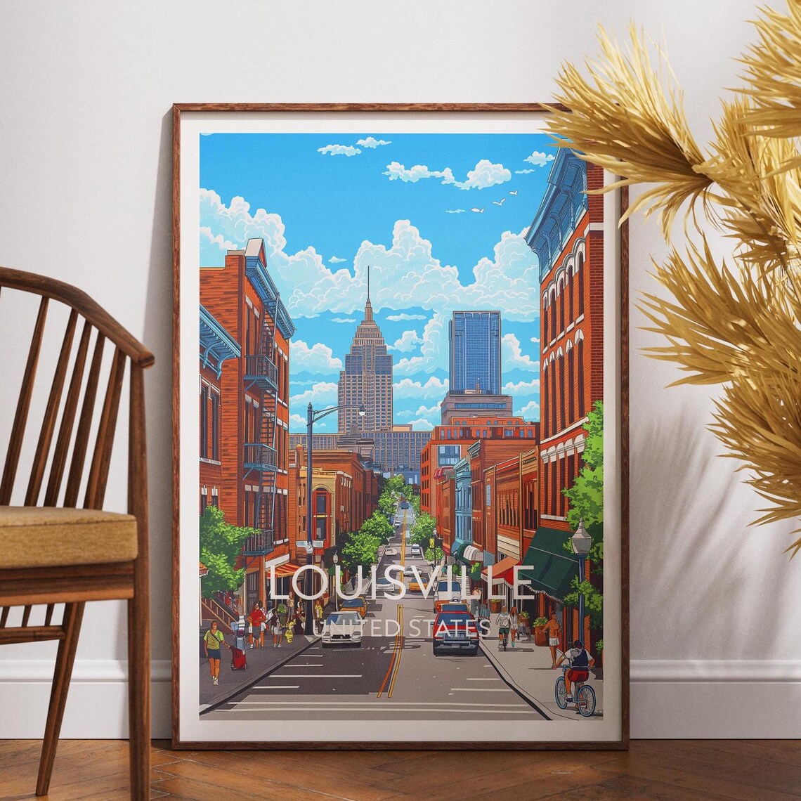 Louisville United States Downtown Street Cityscape Travel Poster