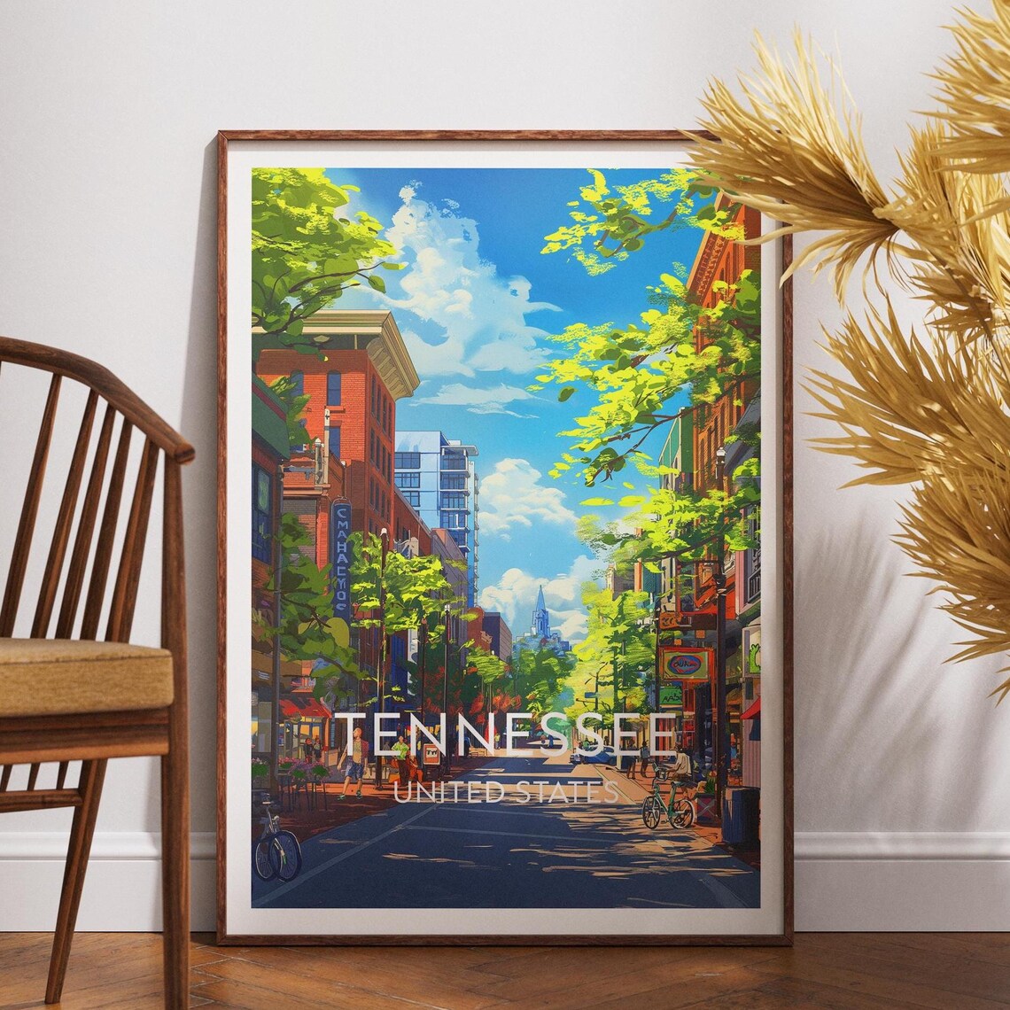 Tennessee United States Sunny Historic Brick Street Scene Poster