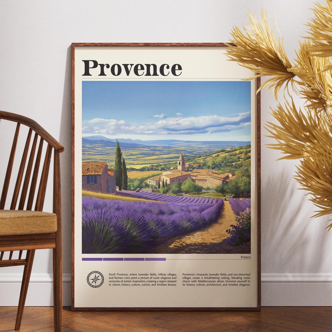 Provence France Lavender Fields Hilltop Village Travel Poster