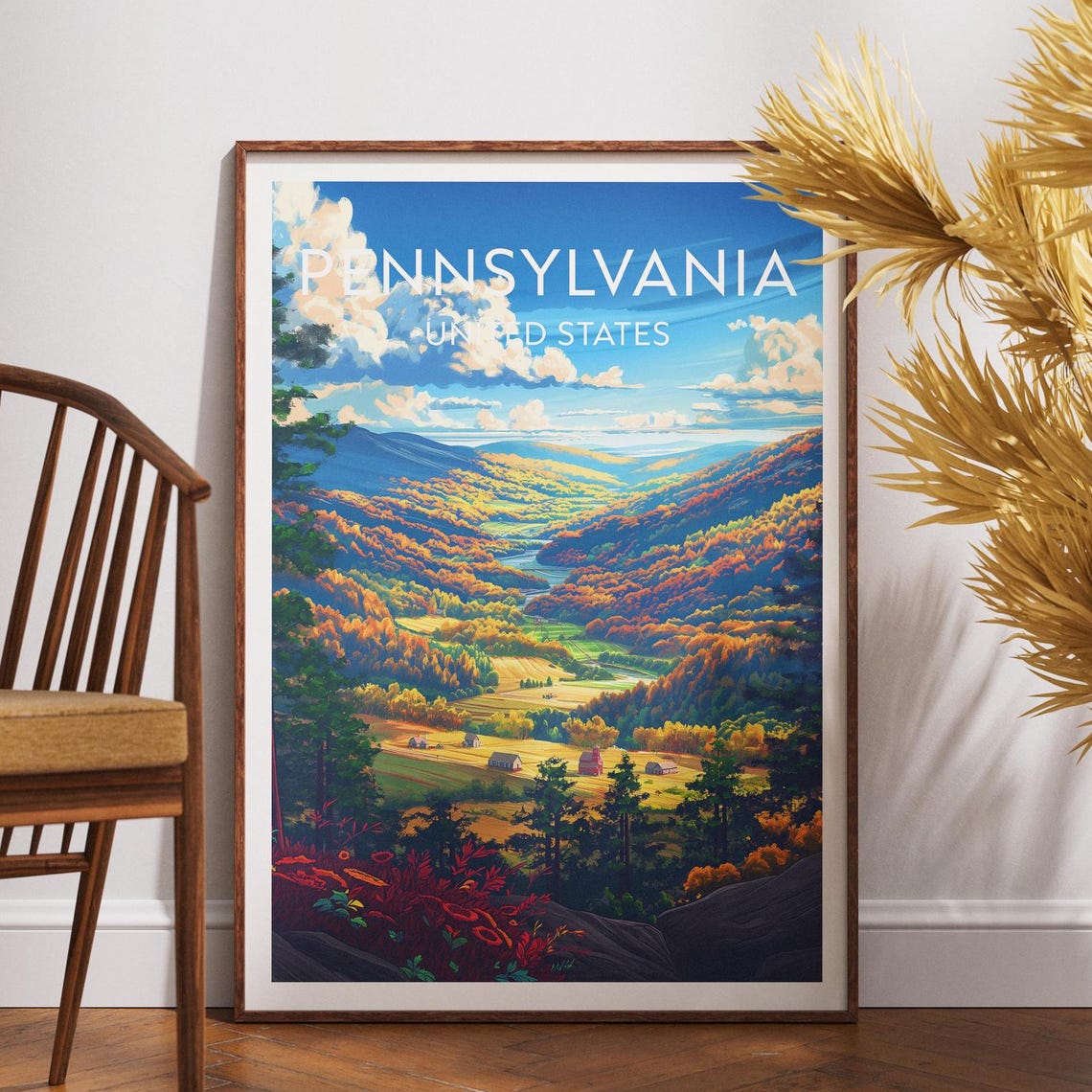 Keystone State Pennsylvania Autumn Valley Farms Scenic Print