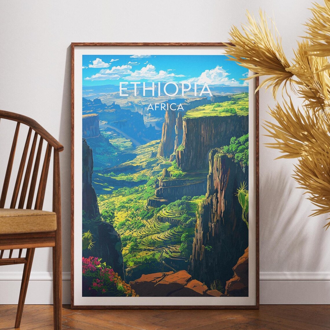 Ethiopia Africa Dramatic Canyon Terraced Valley Travel Poster