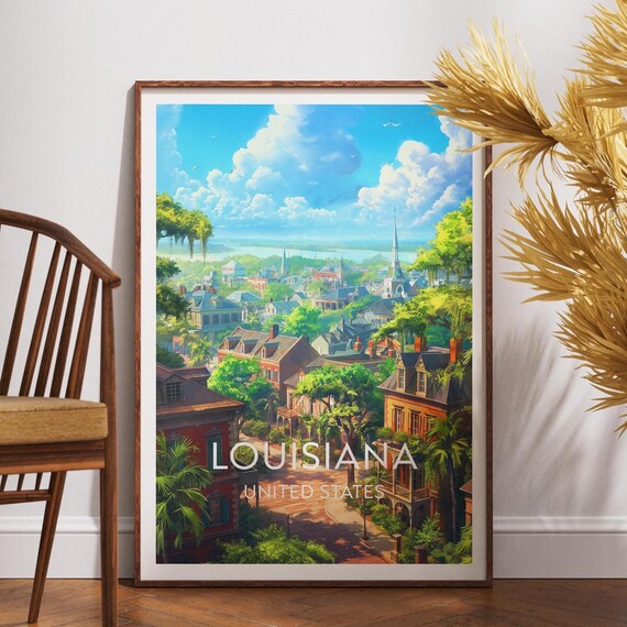 Louisiana United States Sunny Southern Town Buildings Art Print