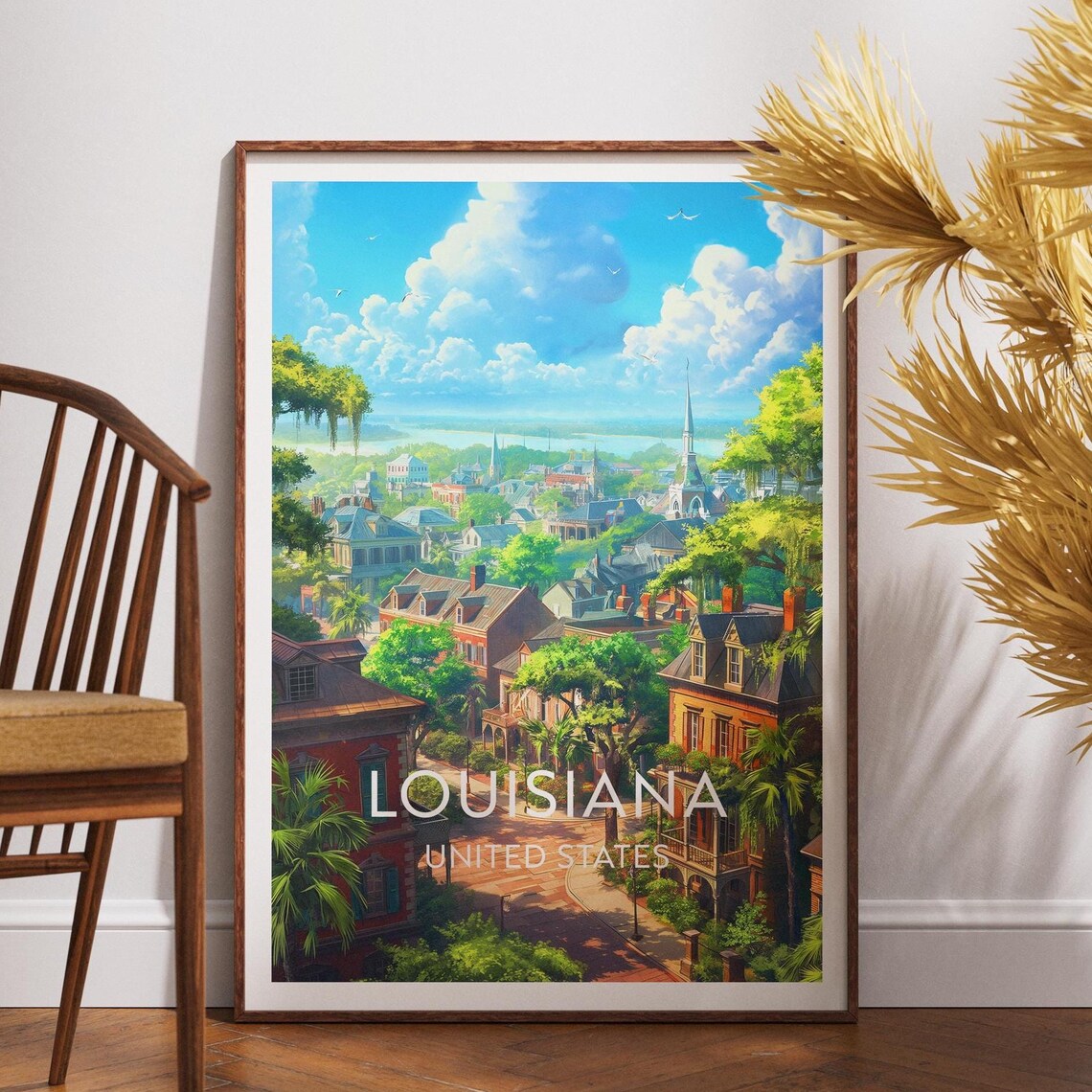 Louisiana United States Sunny Southern Town Buildings Art Print