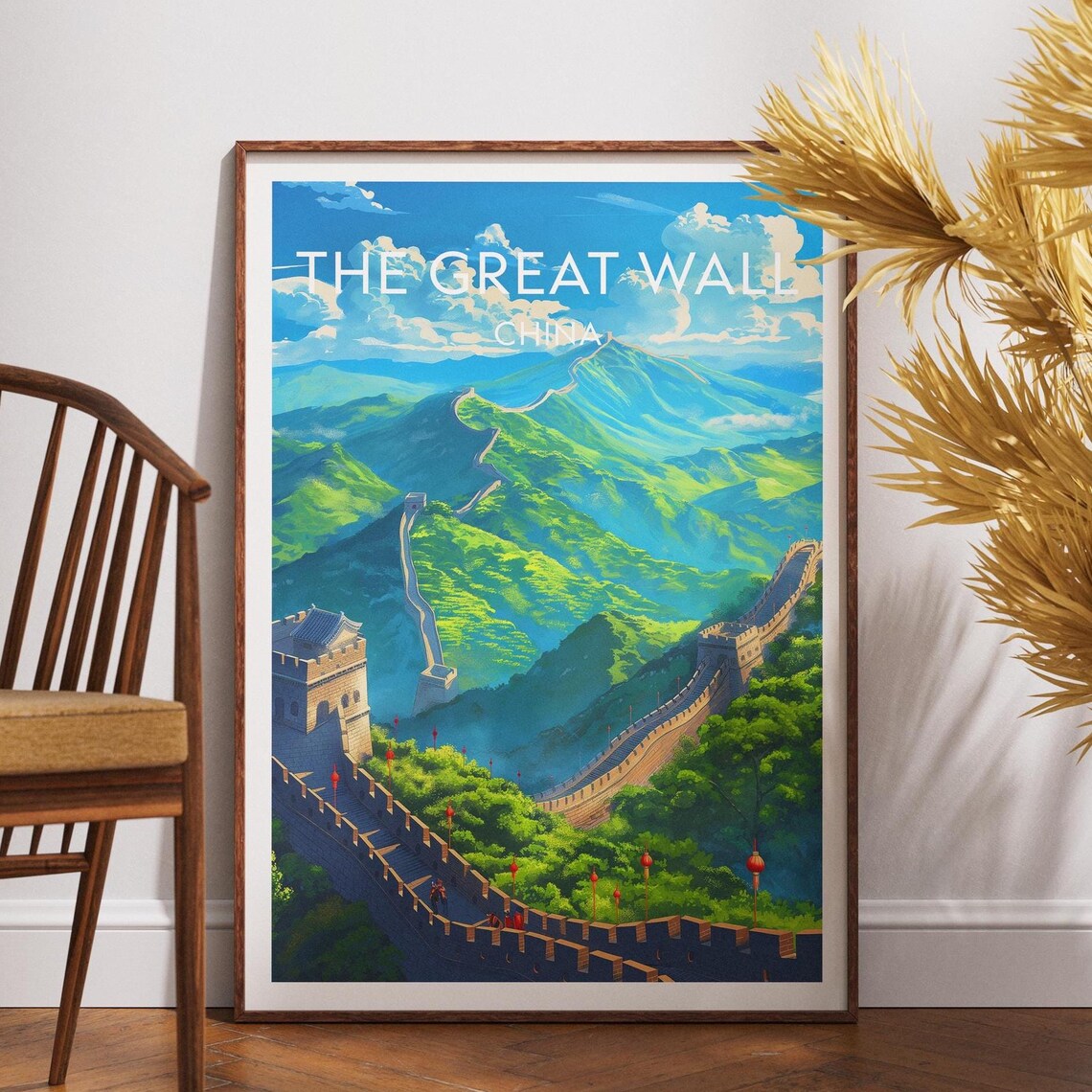 Great Wall of China Mountain Ridge Panorama Travel Art Poster