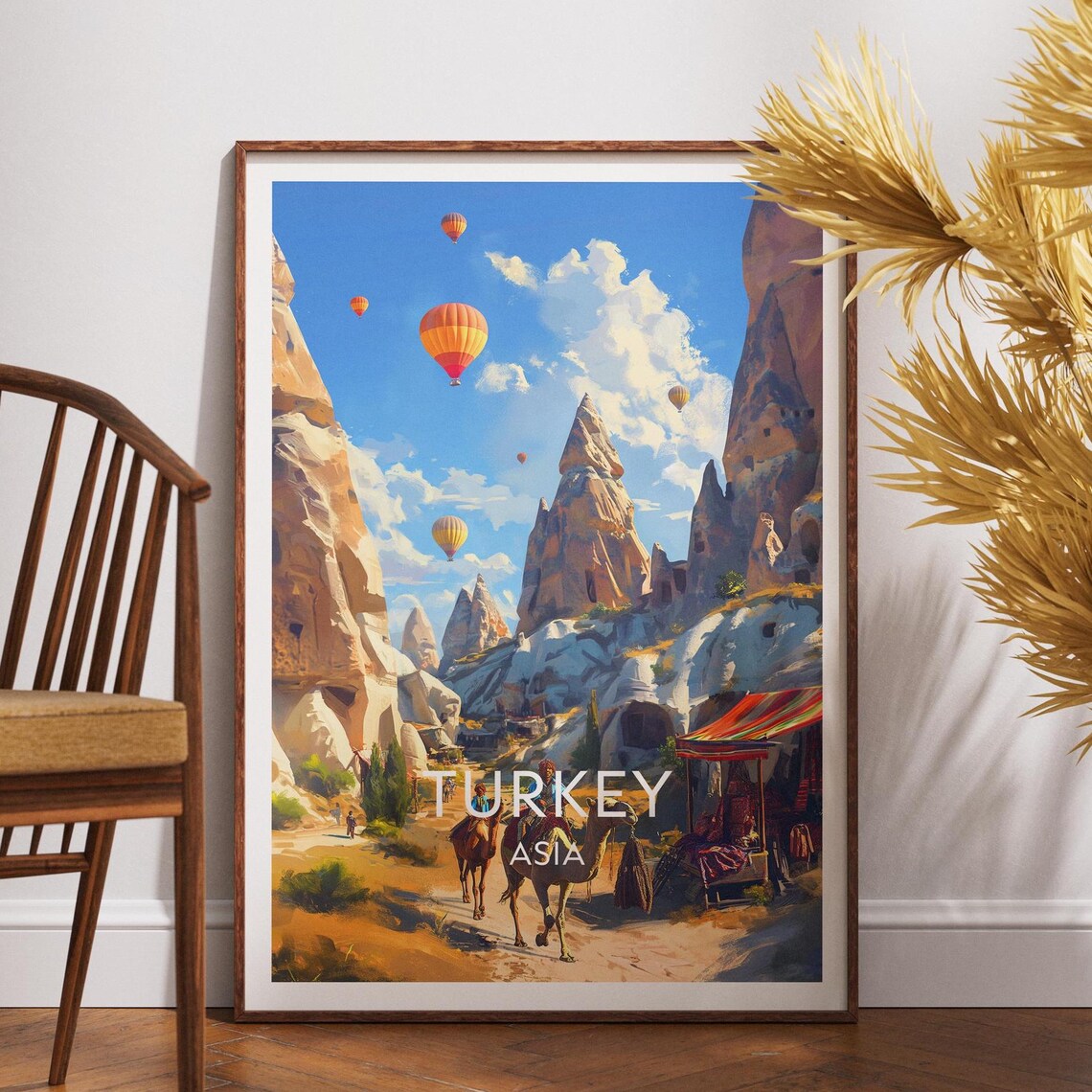 Cappadocia Turkey Hot Air Balloons Fairy Chimneys Travel Poster