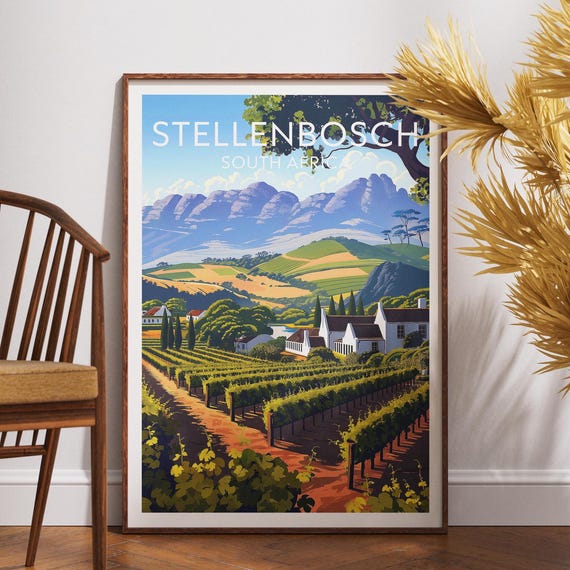 Stellenbosch Travel Print South Africa Poster Wall Art Stellenboschafrica