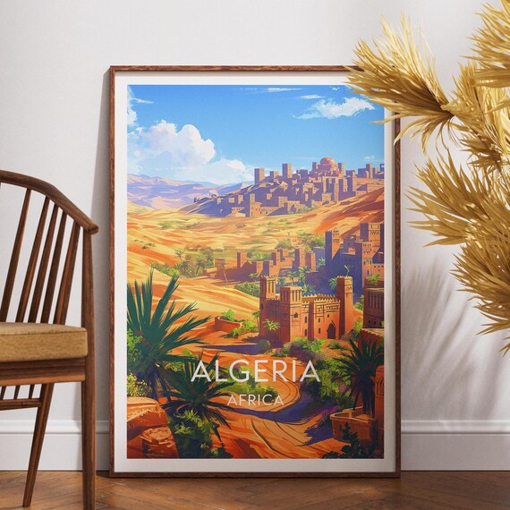 Algeria Africa Desert Kasbah Vintage Retro Travel Wall Poster Art