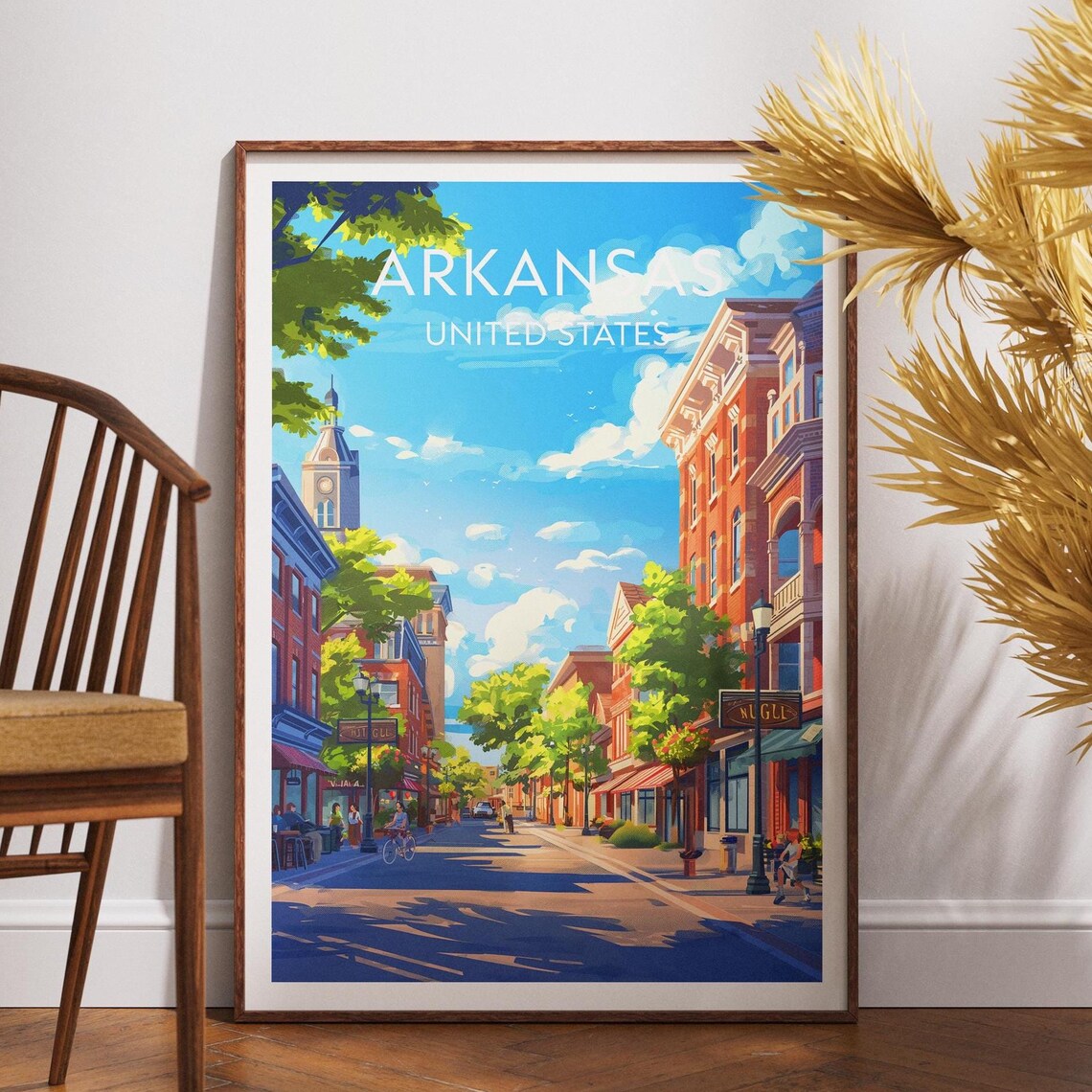 Arkansas Historic Main Street Sunny Day Vintage Travel Poster