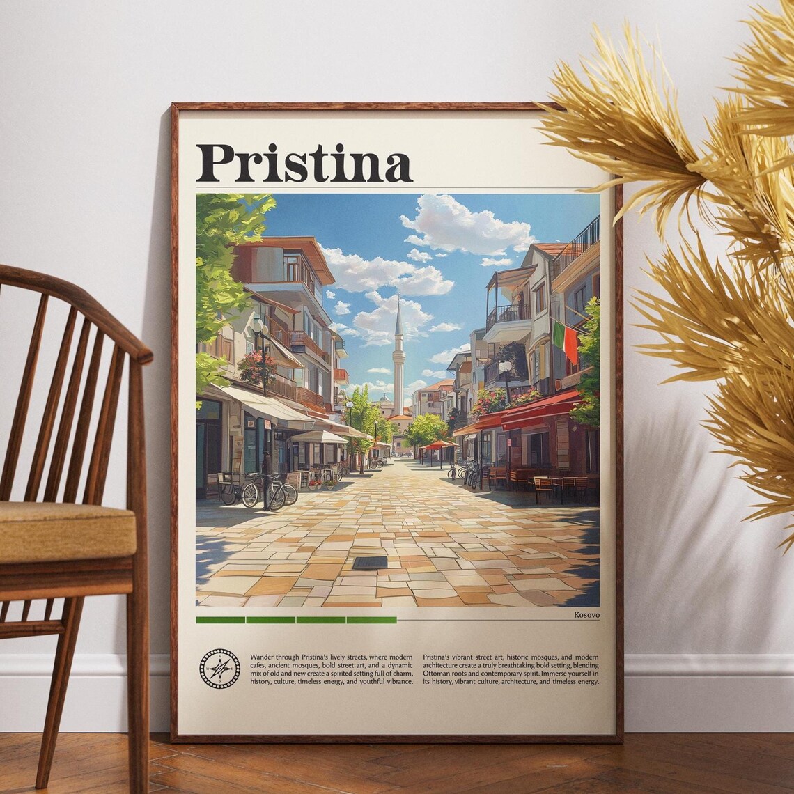 Pristina Kosovo Old Town Cobbled Street Scene Europe Travel Poster