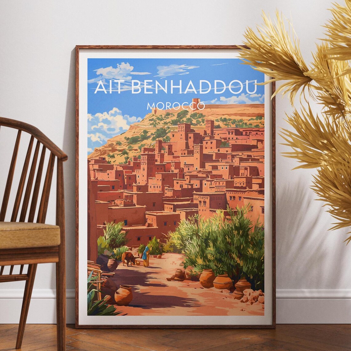 Ait Benhaddou Morocco Ancient Kasbah Desert Fortress Travel Poster