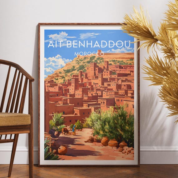 Ait Benhaddou Travel Print Morocco Poster Wall Art Africa