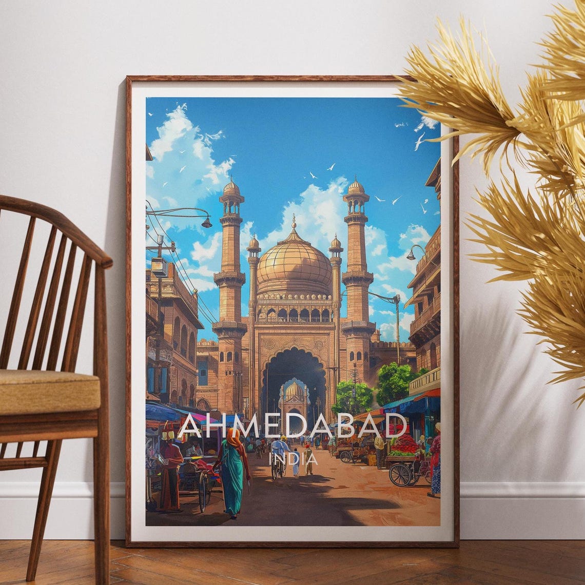 Ahmedabad Travel Poster, India Gujarat
