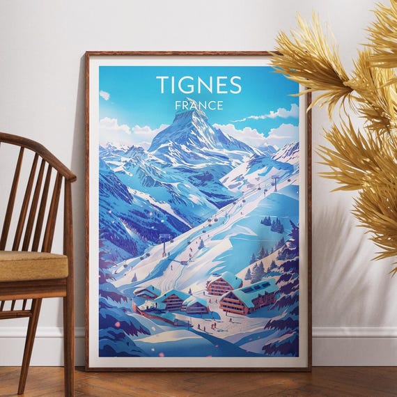 Tignes Travel Poster, France Skiing