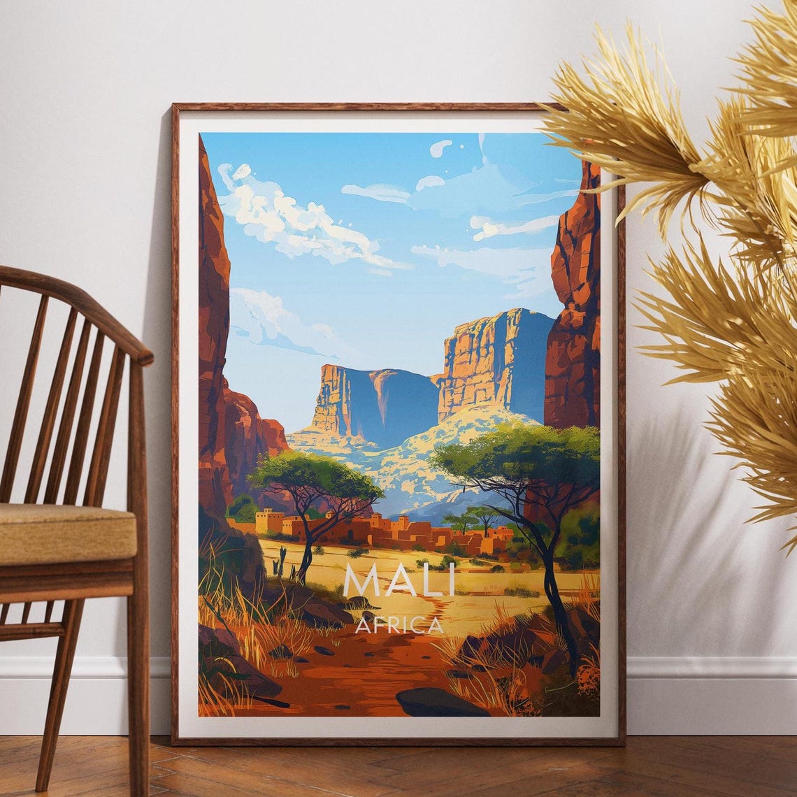Mali Africa Sahara Desert Landscape Retro Vintage Travel Poster