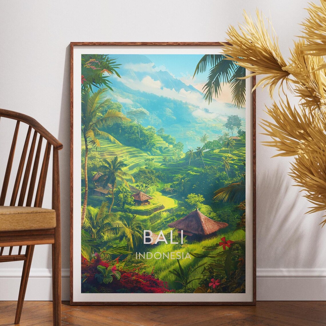 Bali Indonesia Tegallalang Rice Terrace Tropical Travel Art Poster