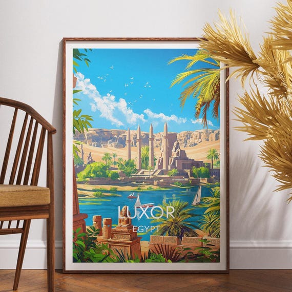Luxor Travel Print Egypt Poster Wall Art Africa Thebes Ancient