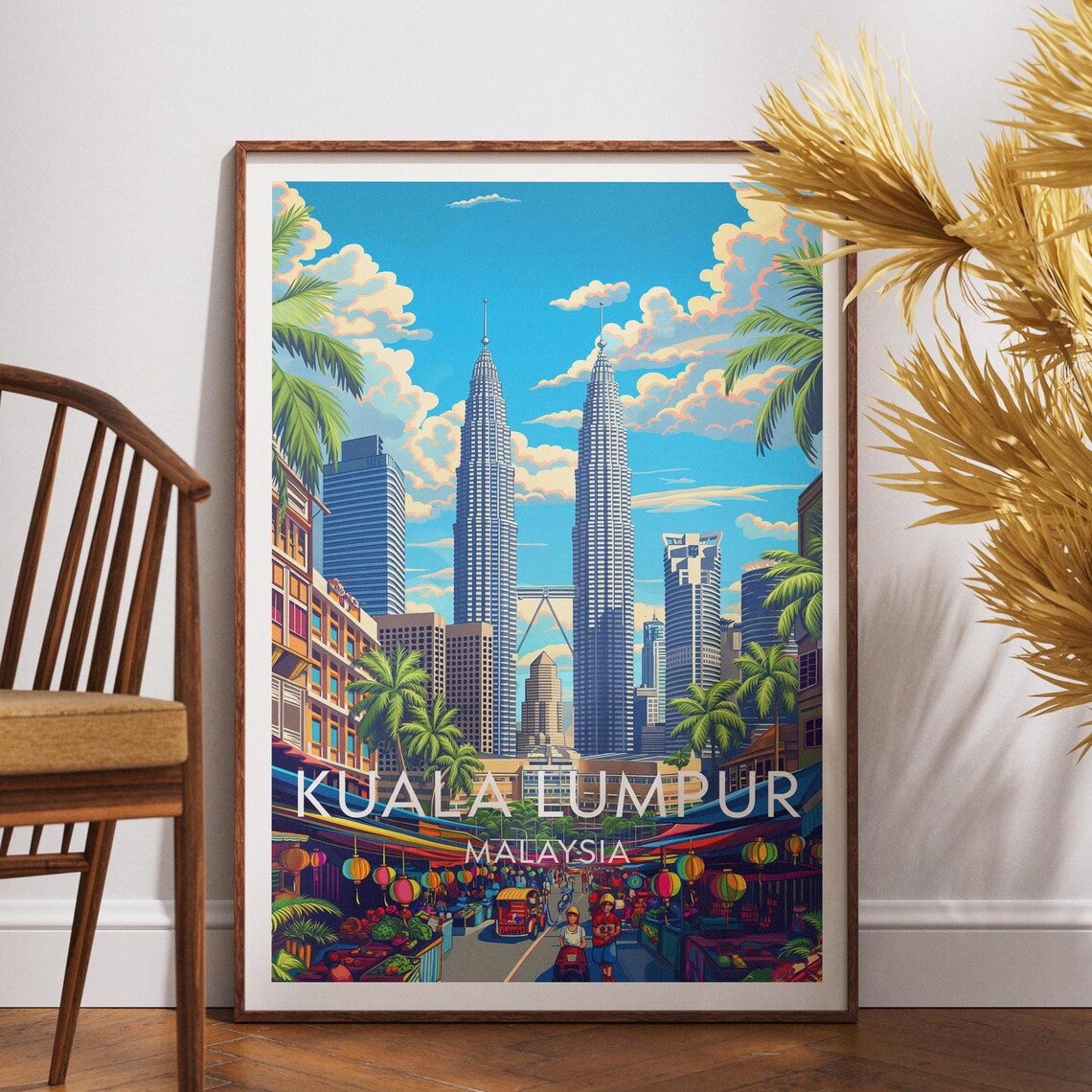 Kuala Lumpur Malaysia Petronas Twin Towers Cityscape Travel Poster