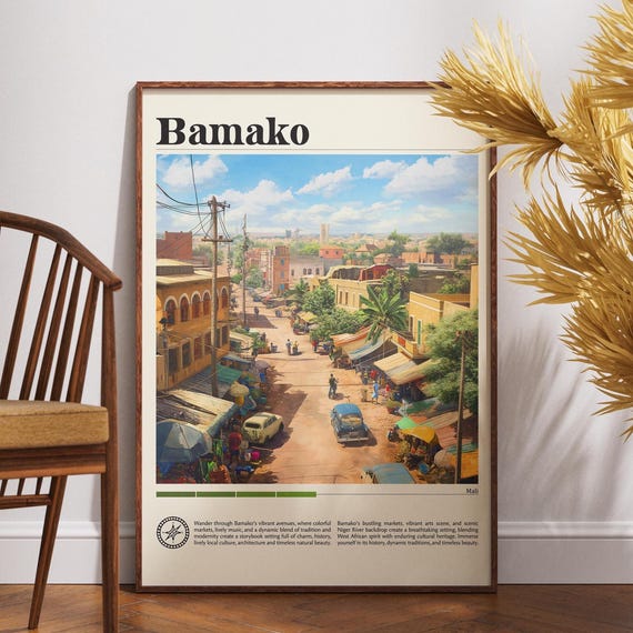 Bamako Travel Print Mali Poster Wall Art Africa