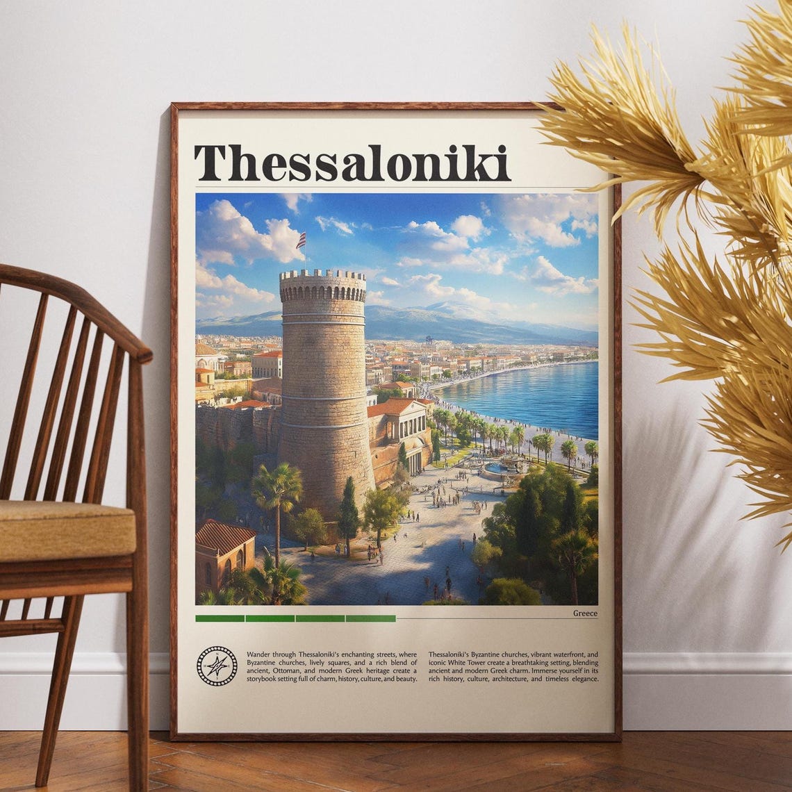 Thessaloniki Greece White Tower Seafront Cityscape Travel Poster
