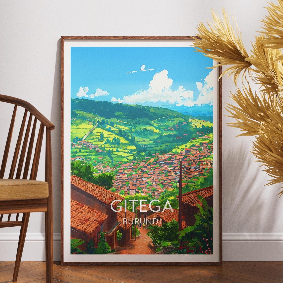 Gitega Burundi Red Tiled Roofs Valley Town Africa Travel Poster