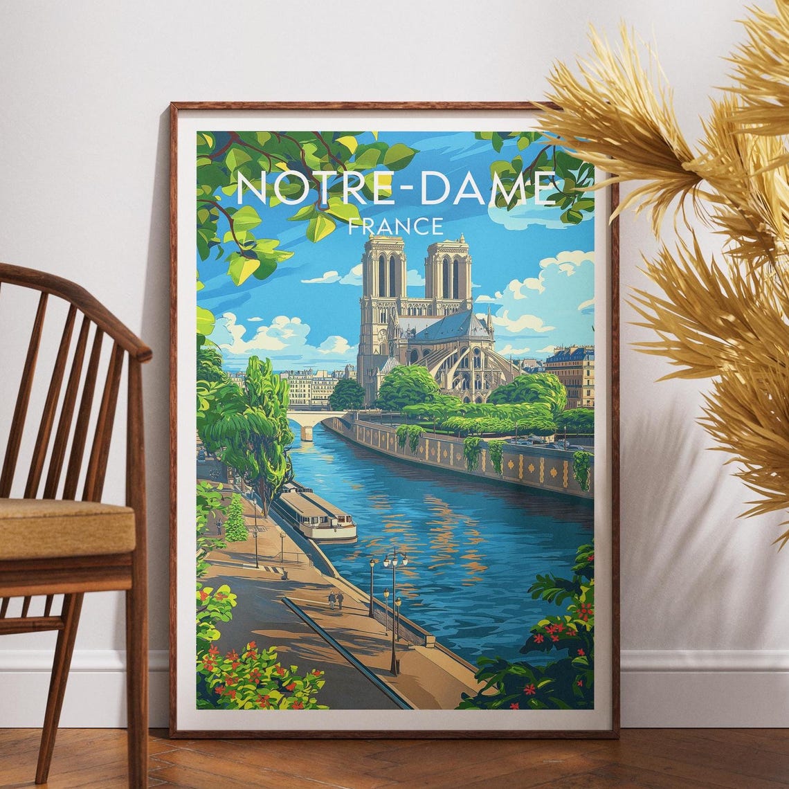 Notre-Dame France Gothic Cathedral Seine River Summer Poster