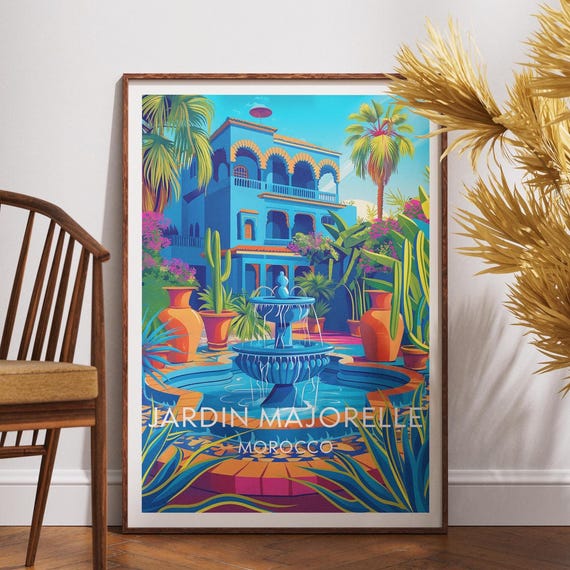 Jardin Majorelle Travel Print Morocco Poster Wall Art Marrakesh Africa