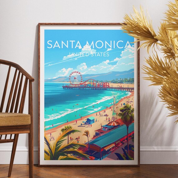 Santa Monica United States Pier and Ferris Wheel Beach Poster