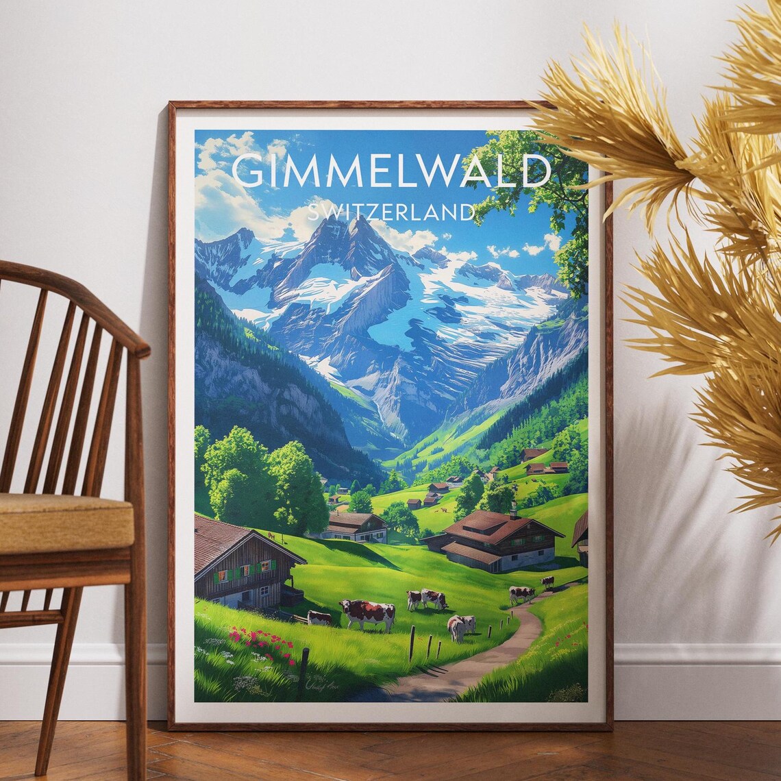 Gimmelwald Travel Poster, Switzerland Europe