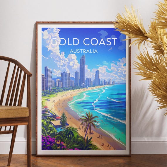 Gold Coast Travel Print Australia Poster Wall Art