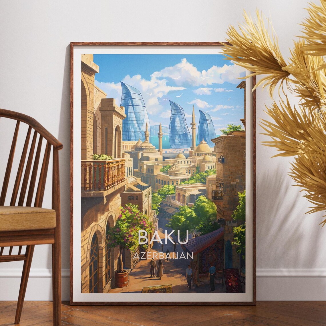 Baku Travel Poster, Azerbaijan Wall Art