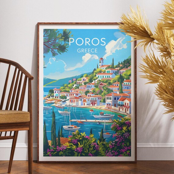 Poros Travel Poster, Greece Greek Islands