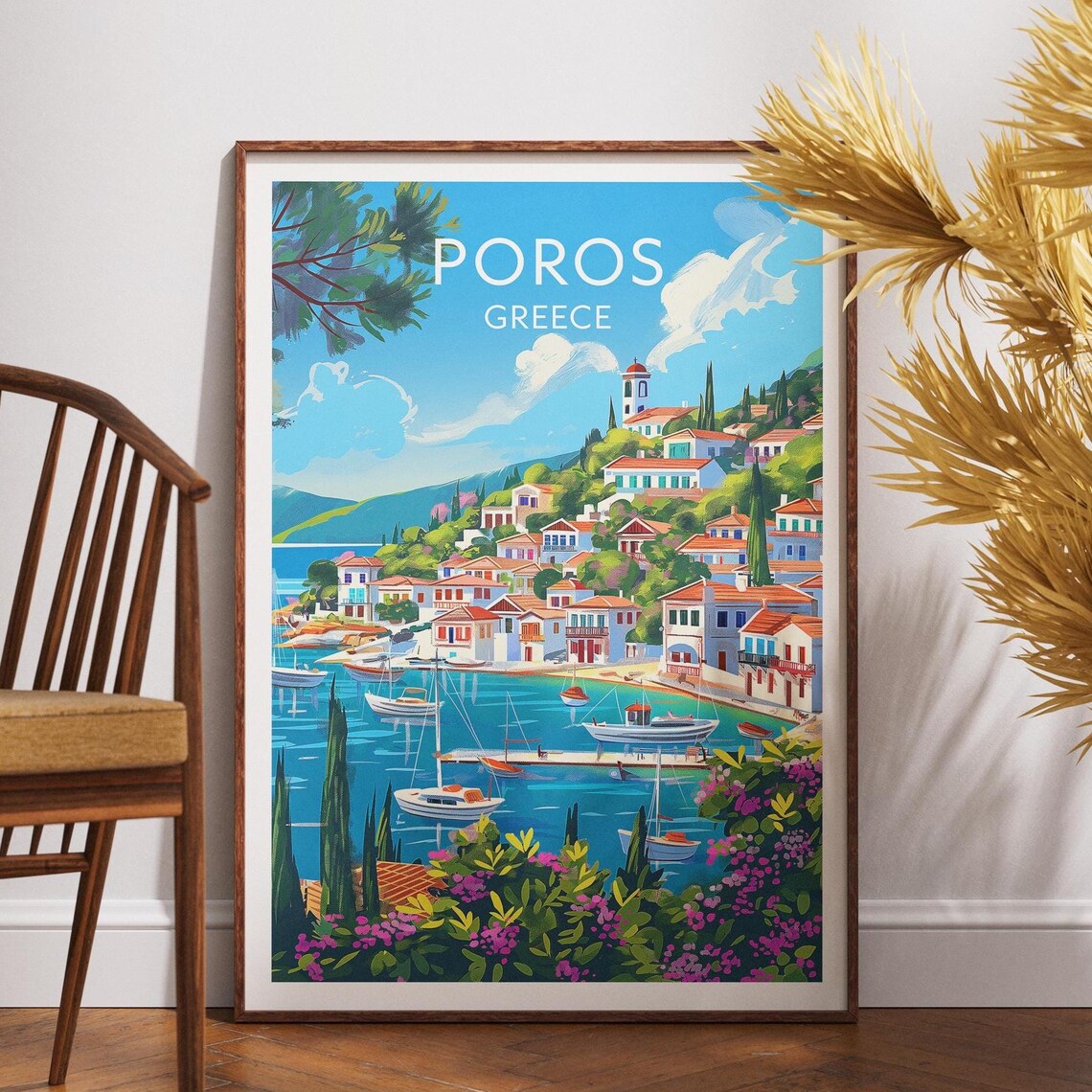 Poros Travel Poster, Greece Greek Islands