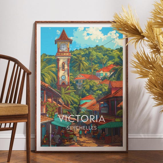 Victoria Travel Print Seychelles Poster Africa Wall Art Coast