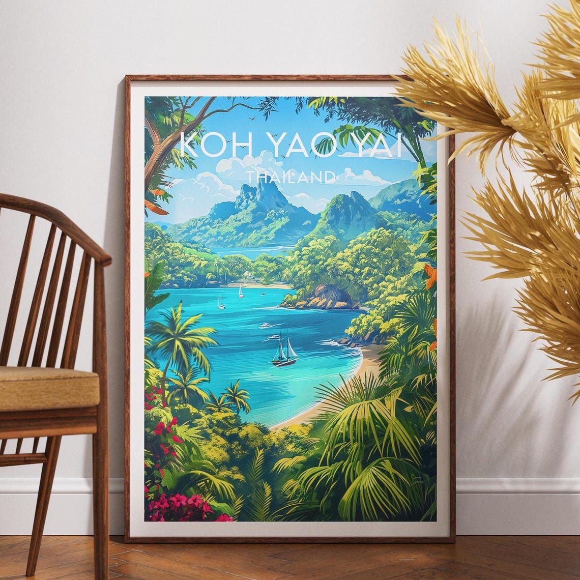 Koh Yao Yai Thailand Karst Island Bay Sailboat Jungle Travel Poster
