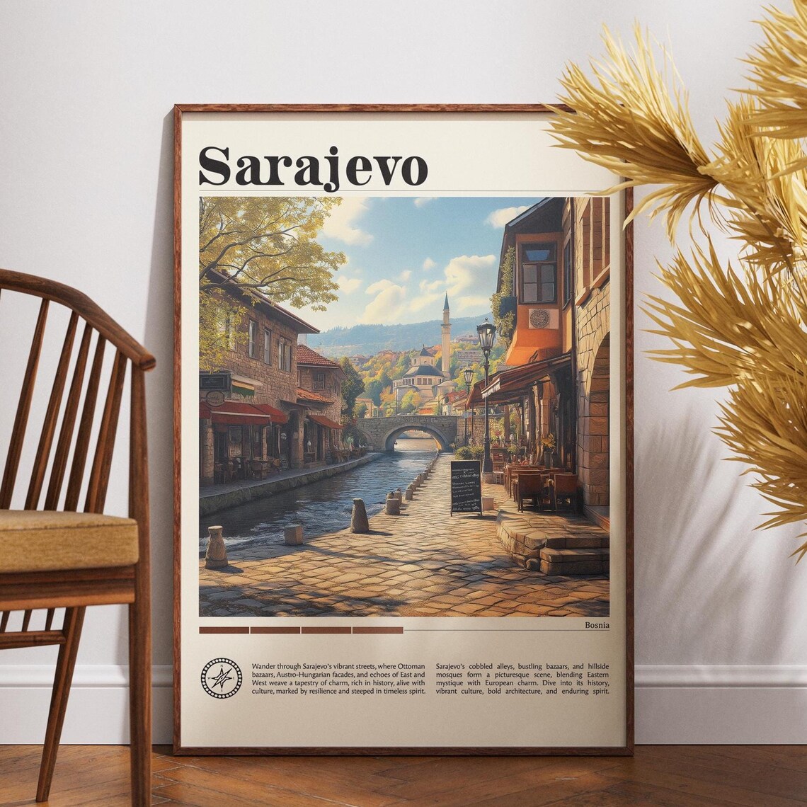 Sarajevo Bosnia Retro Travel Art Vintage Adventure Europe Wall Poster