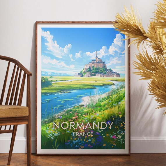 Normandy France Mont Saint Michel Wildflower Meadow Scene Poster