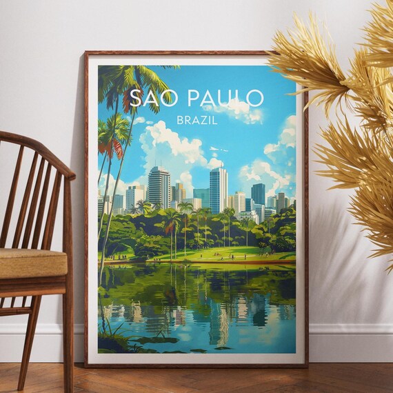 Sao Paulo Travel Print Brazil Poster Wall Art South America