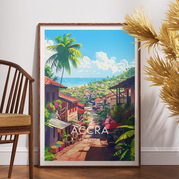 Accra Travel Print Ghana Poster Wall Art Africa Ghanaian