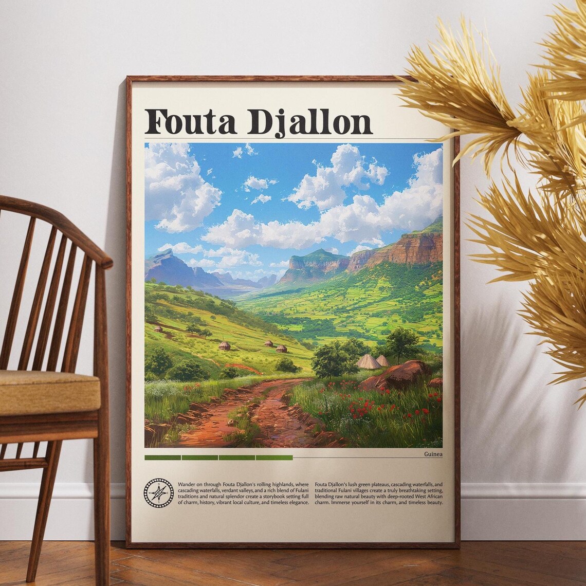 Fouta Djallon Highlands Green Valley Waterfalls Guinea Travel Poster