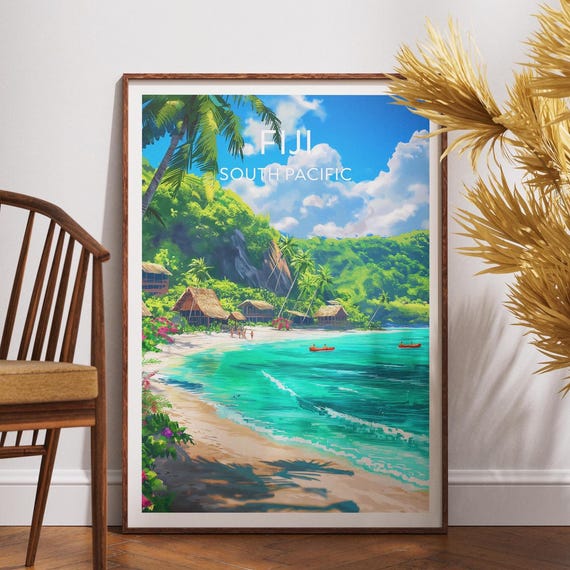 Fiji Travel Print South Pacific Poster Wall Art Oceania