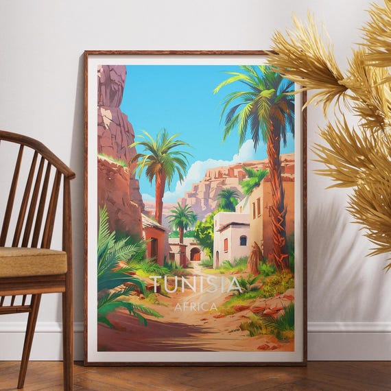 Tunisia Travel Print Africa Poster Wall Art Tunis